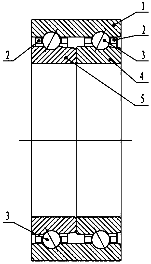 Assembling method of angular contact ball bearings with double-groove outer rings in series