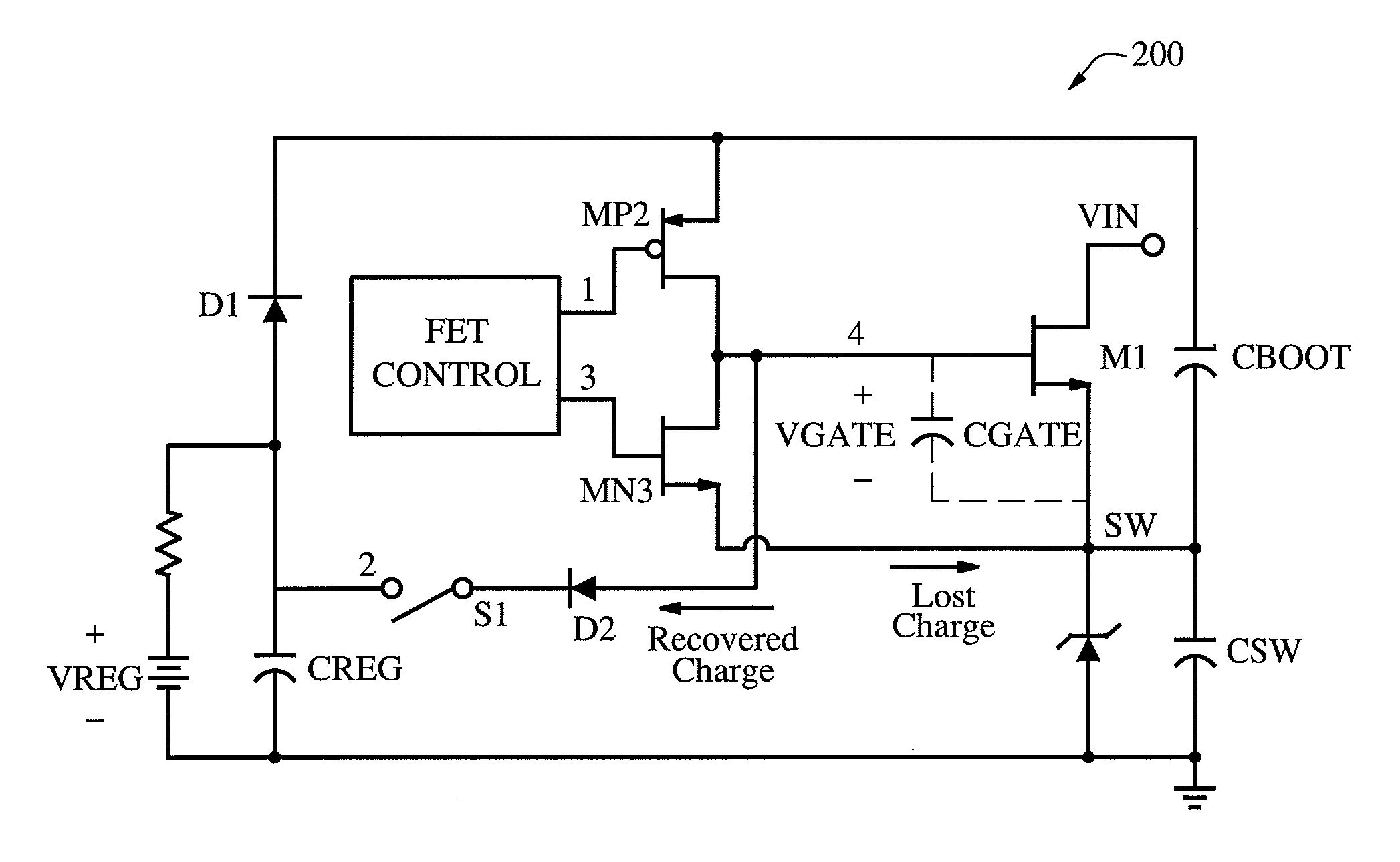 Power FET gate charge recovery