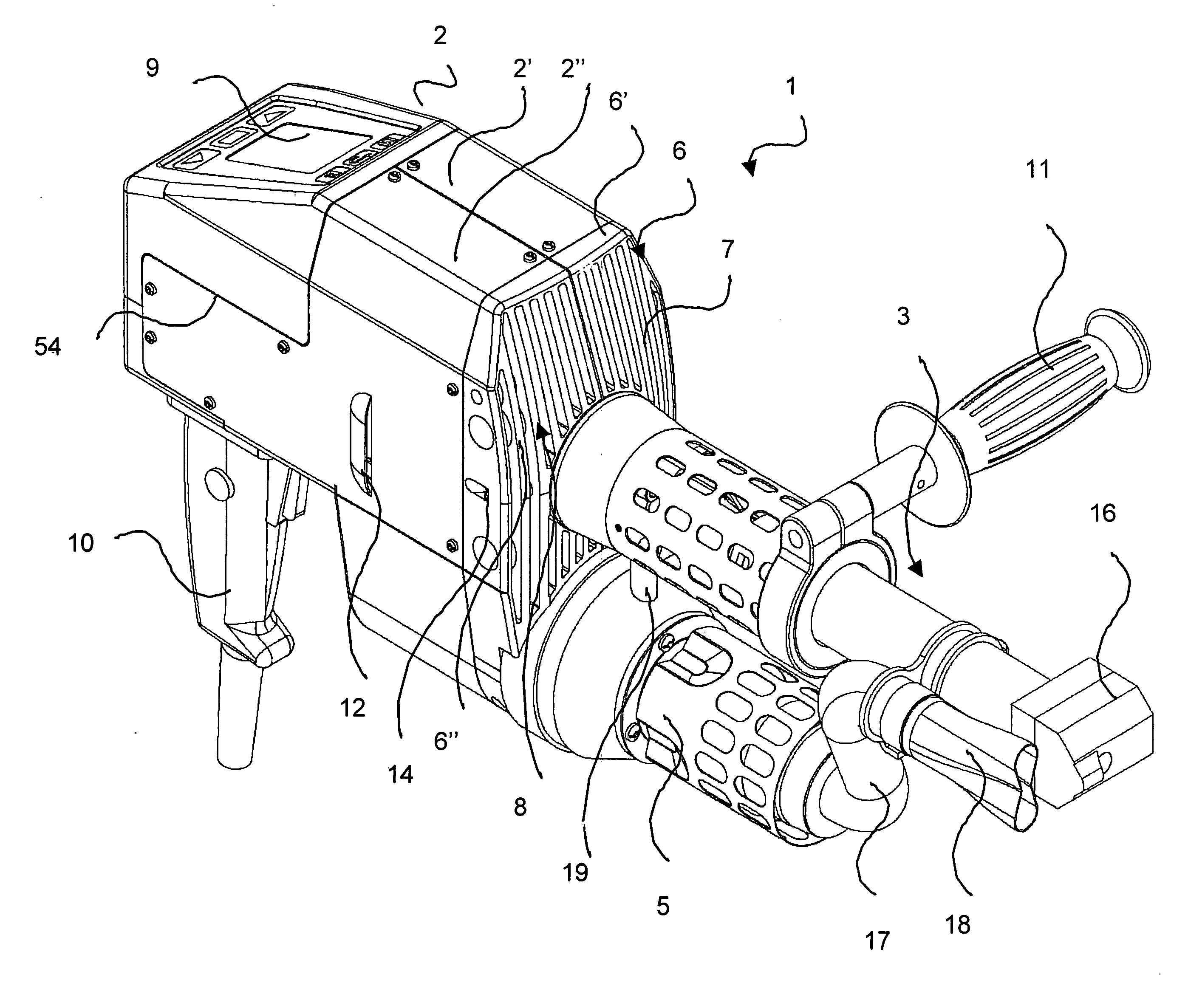 Handheld extruder welding device