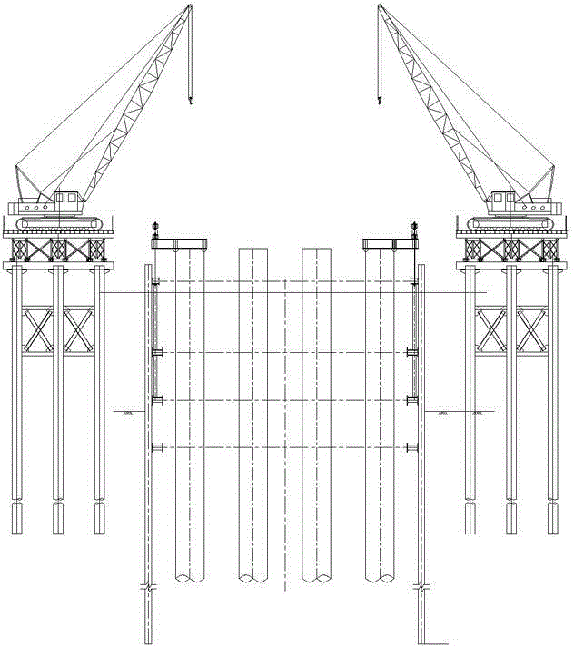 Method for constructing deep-water ultra-long steel plate pile cofferdam in tide environment