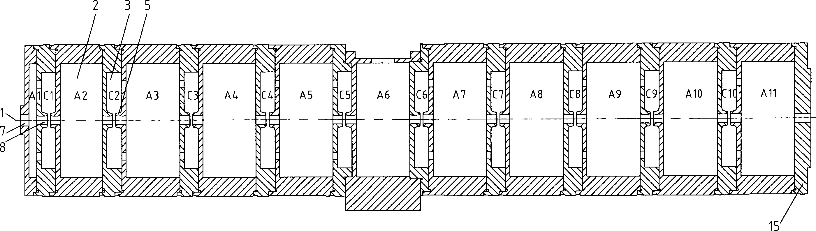 Standing wave electronic straight line accelerator