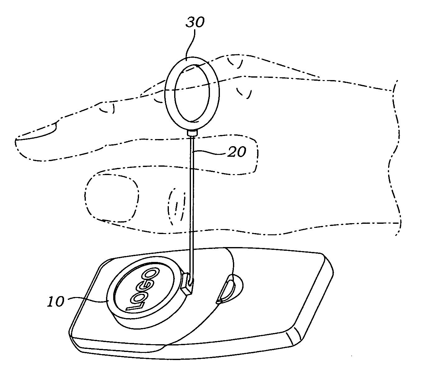 Stick-on security ring for a hand held device