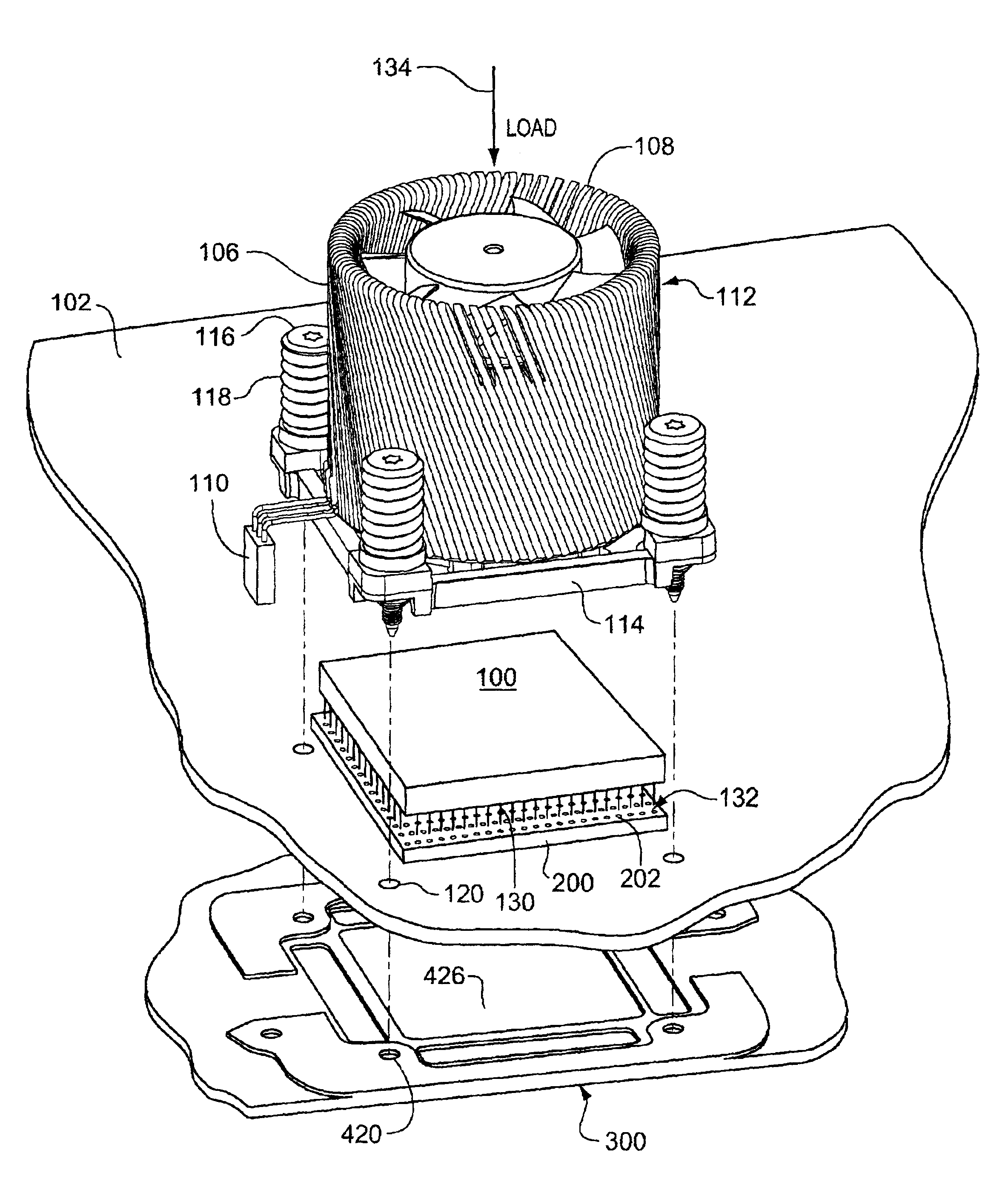 Method of attaching an integrated circuit to a chip mounting receptacle in a PCB with a bolster plate