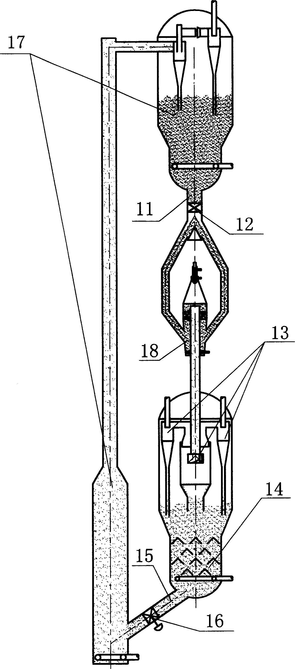 Descending naphtholite catalytic cracking method