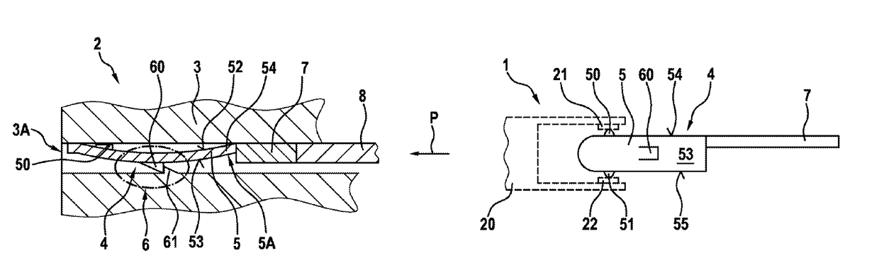 Direct plug-in element with integrated locking mechanism