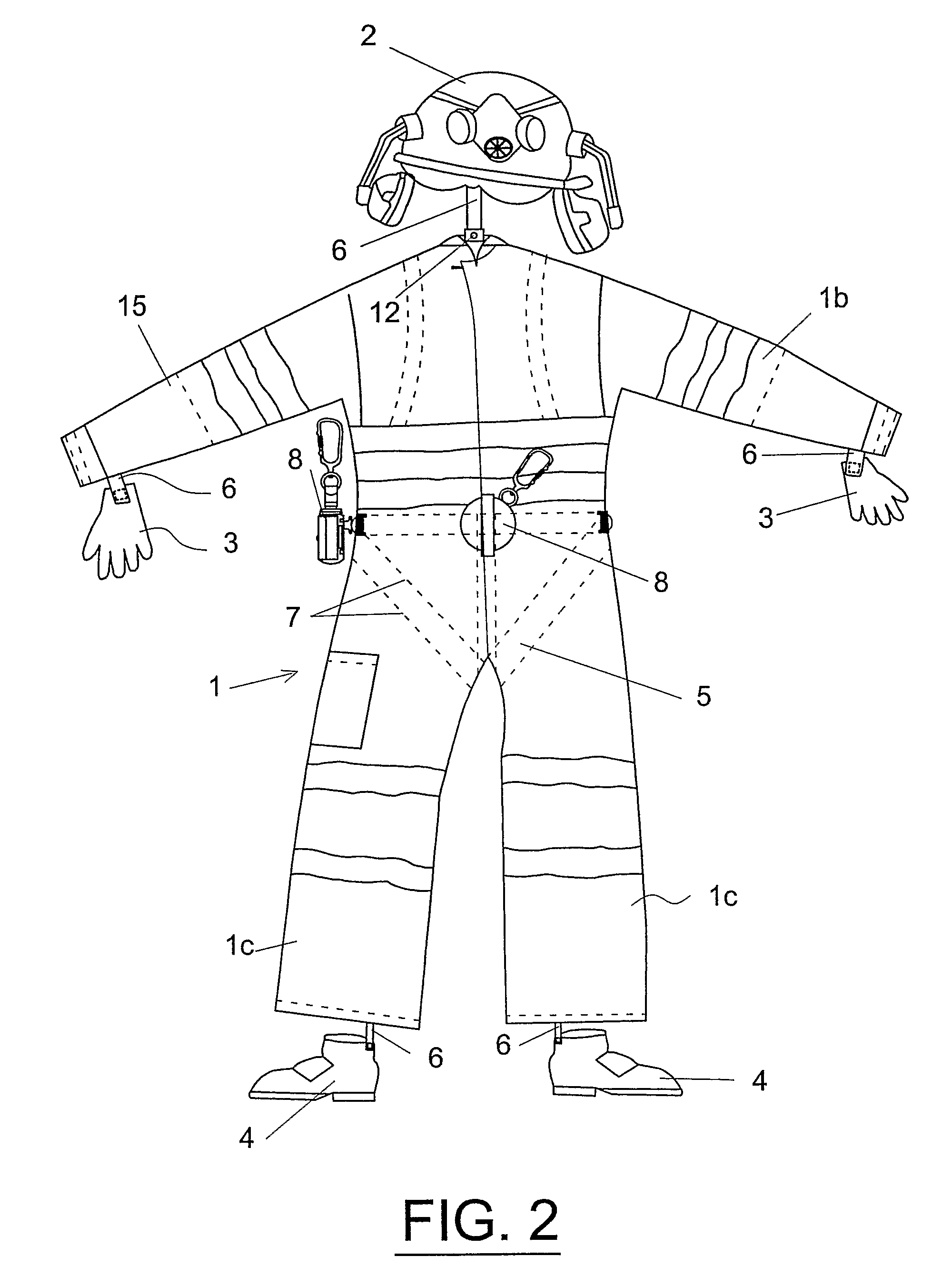 Combined protective garment and safety harness with detachable protective devices