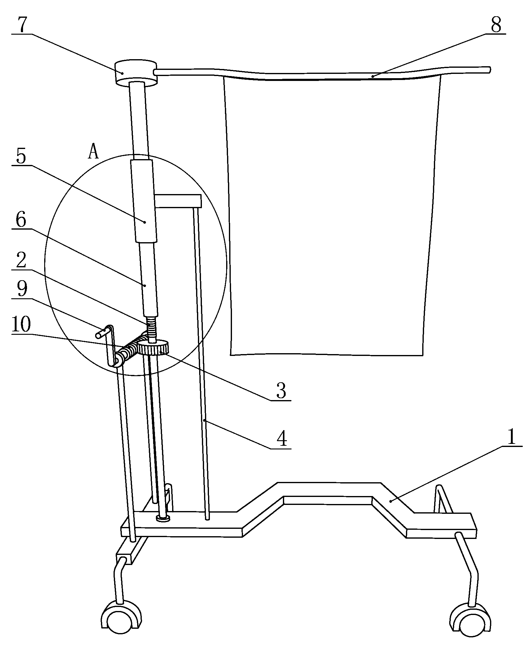 Lift type lead apron