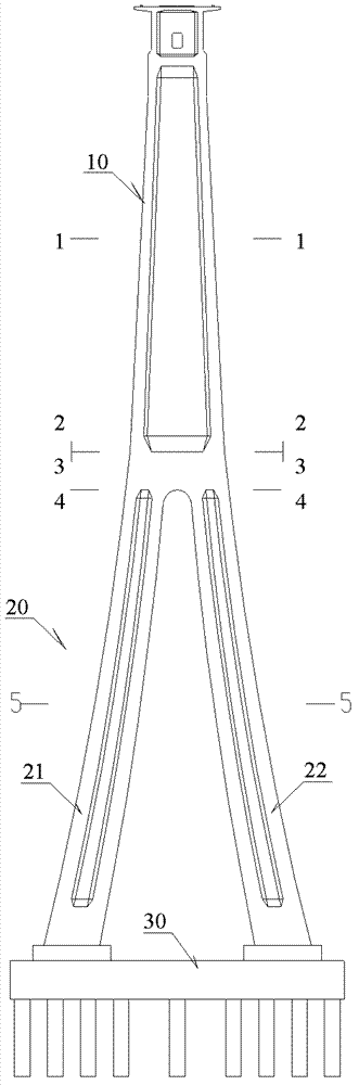 Inverted Y-shaped superhigh hollow pier for large-span long continuous structural bridge