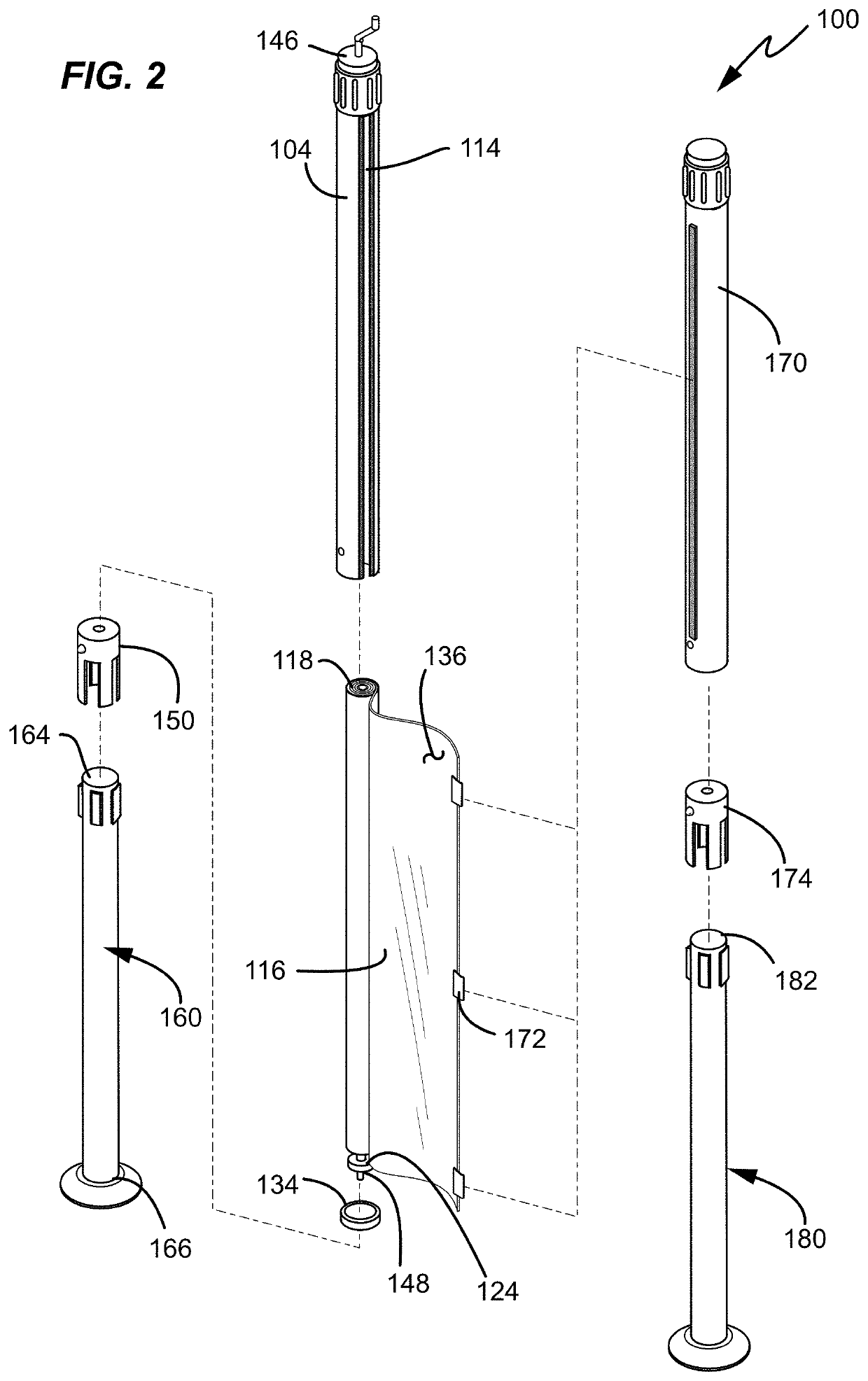 Sanitary retractable barrier system