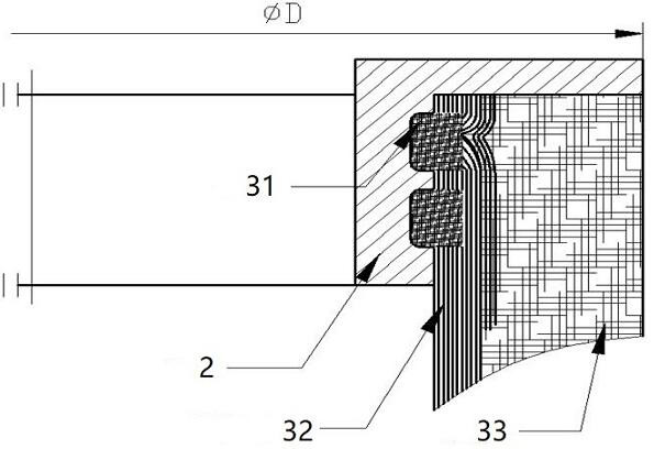 Connecting structure of round metal part and fiber reinforced composite material