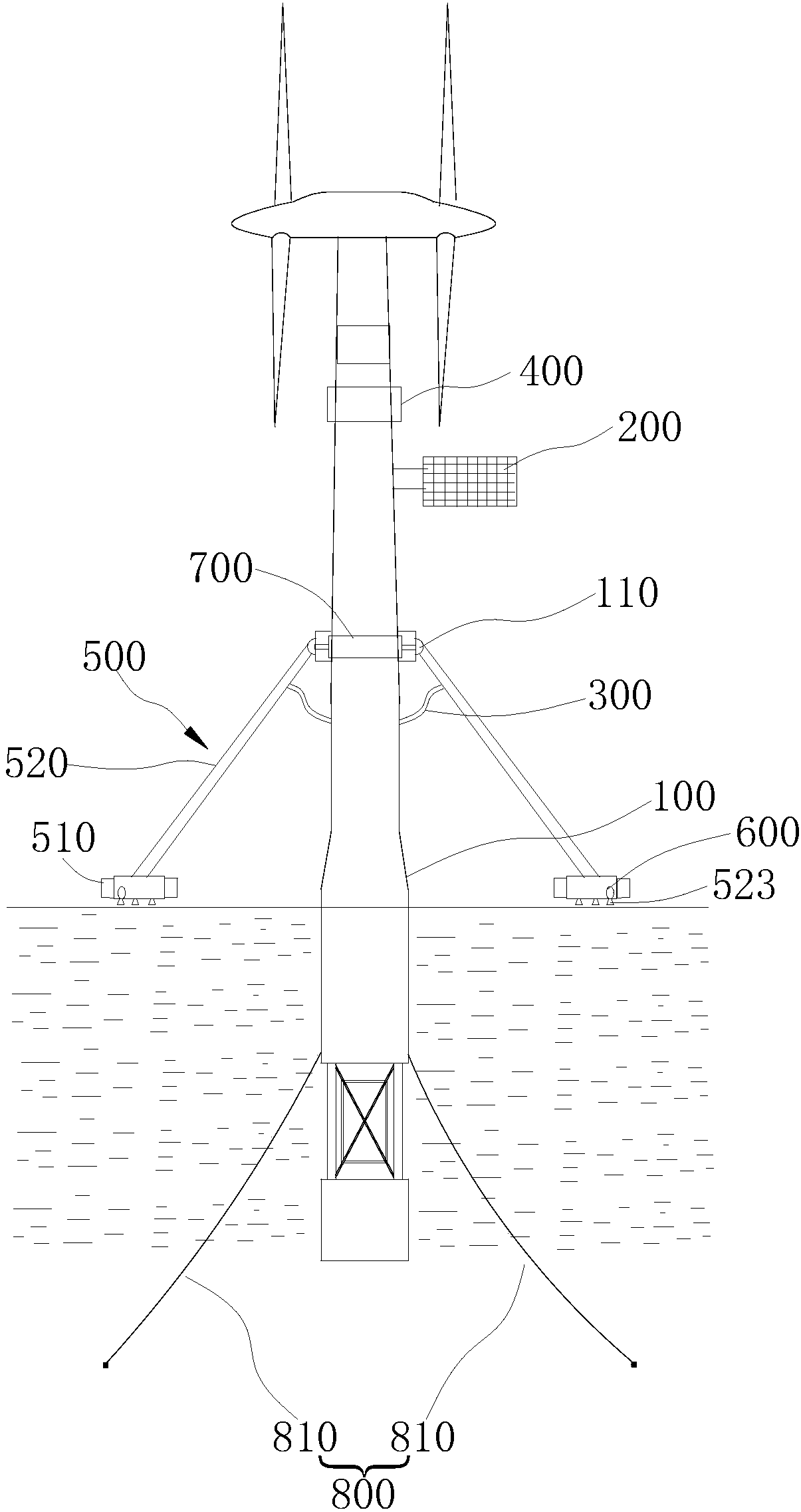 Offshore wind turbine with attitude self-correction function