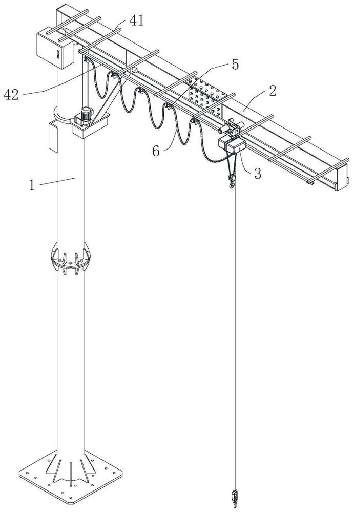 Cable towing equipment and cable towing method for electric hoist