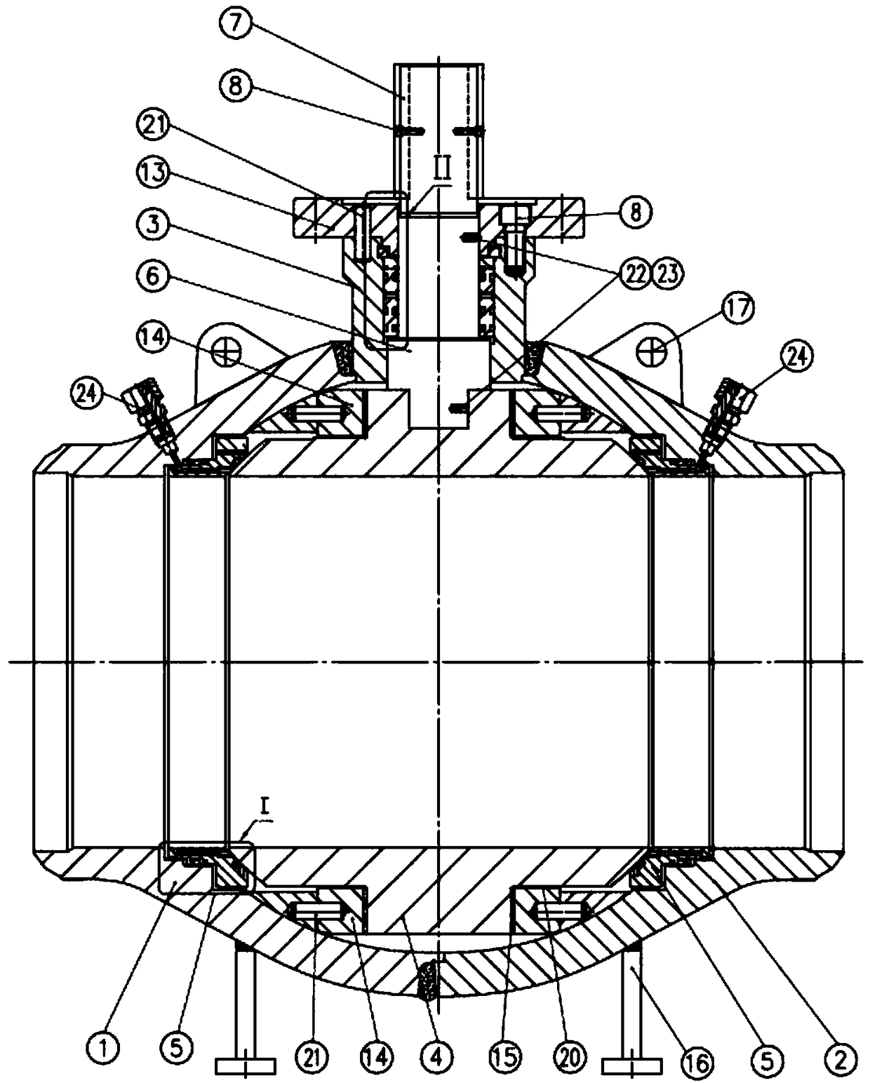 Spherical body longitudinal single-weld seam all-welded ball valve