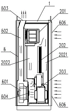 Main unit cabinet of compact power supply cabinet, assembly method thereof, and component arrangement method in the cabinet