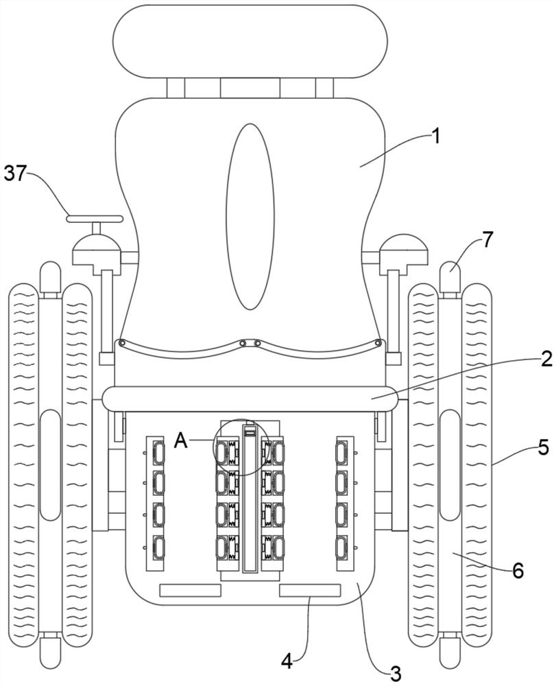 A rehabilitation wheelchair with lower limb massage function