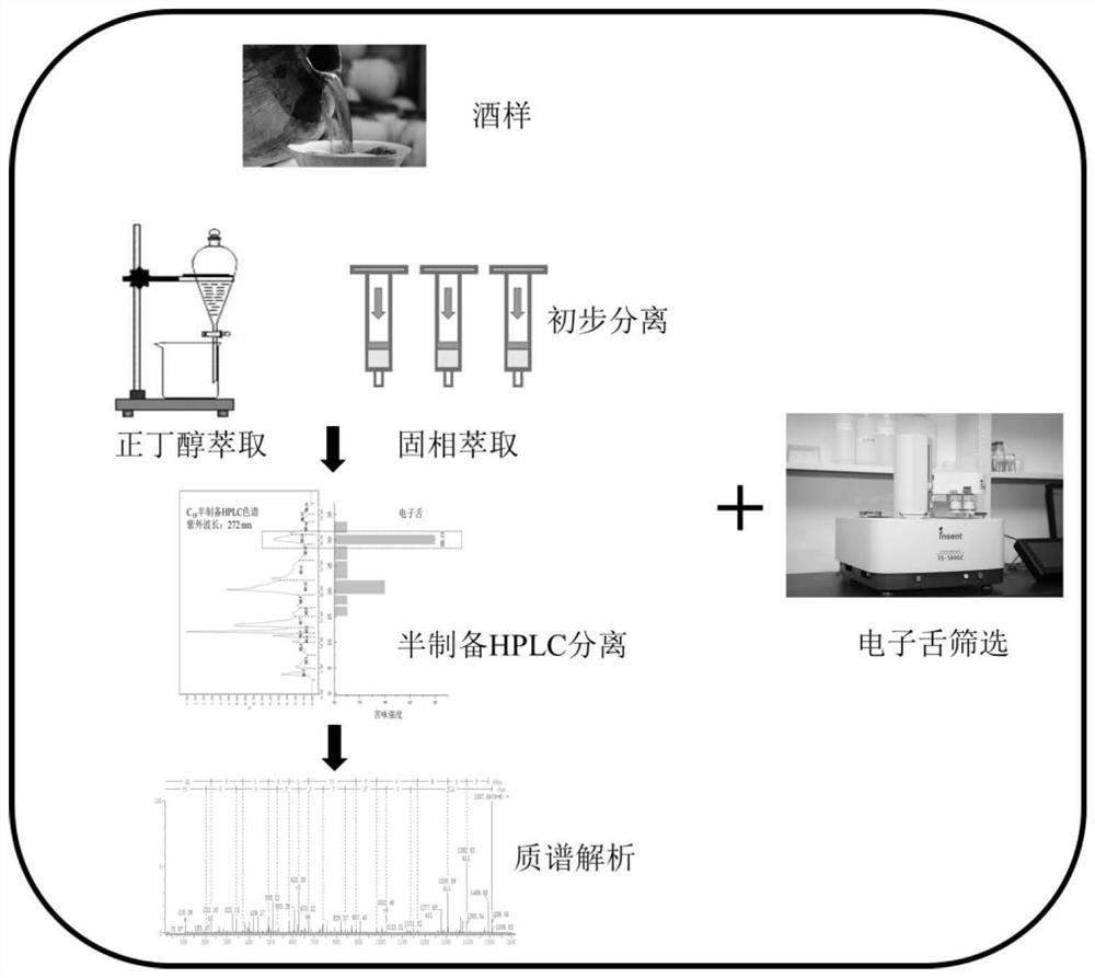 Method for separating and identifying bitter polypeptides in yellow rice wine