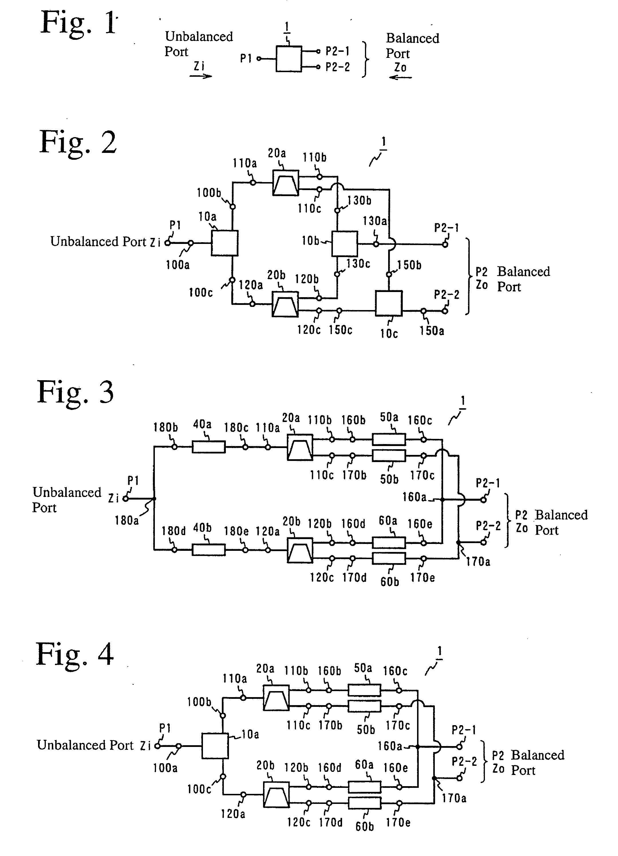 Balanced-unbalanced type multiband filer module