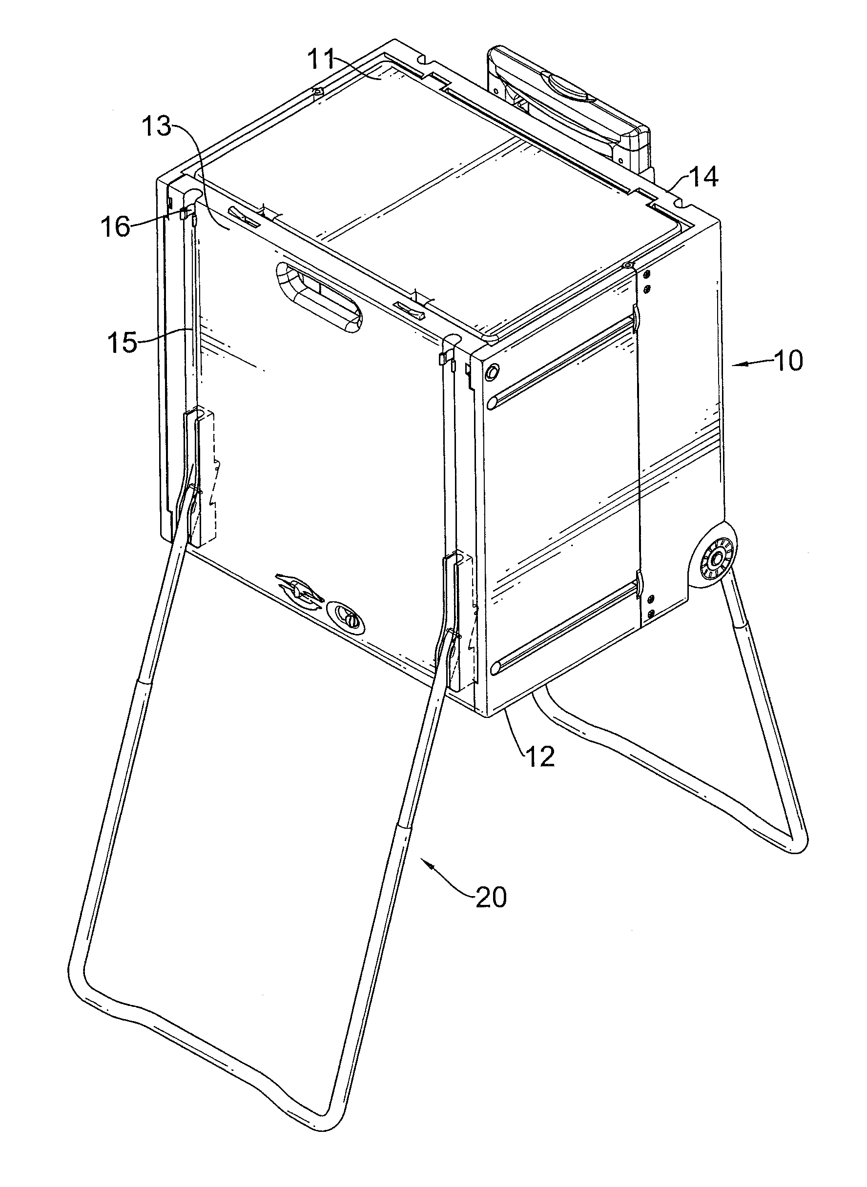 Storage container with retractable stands