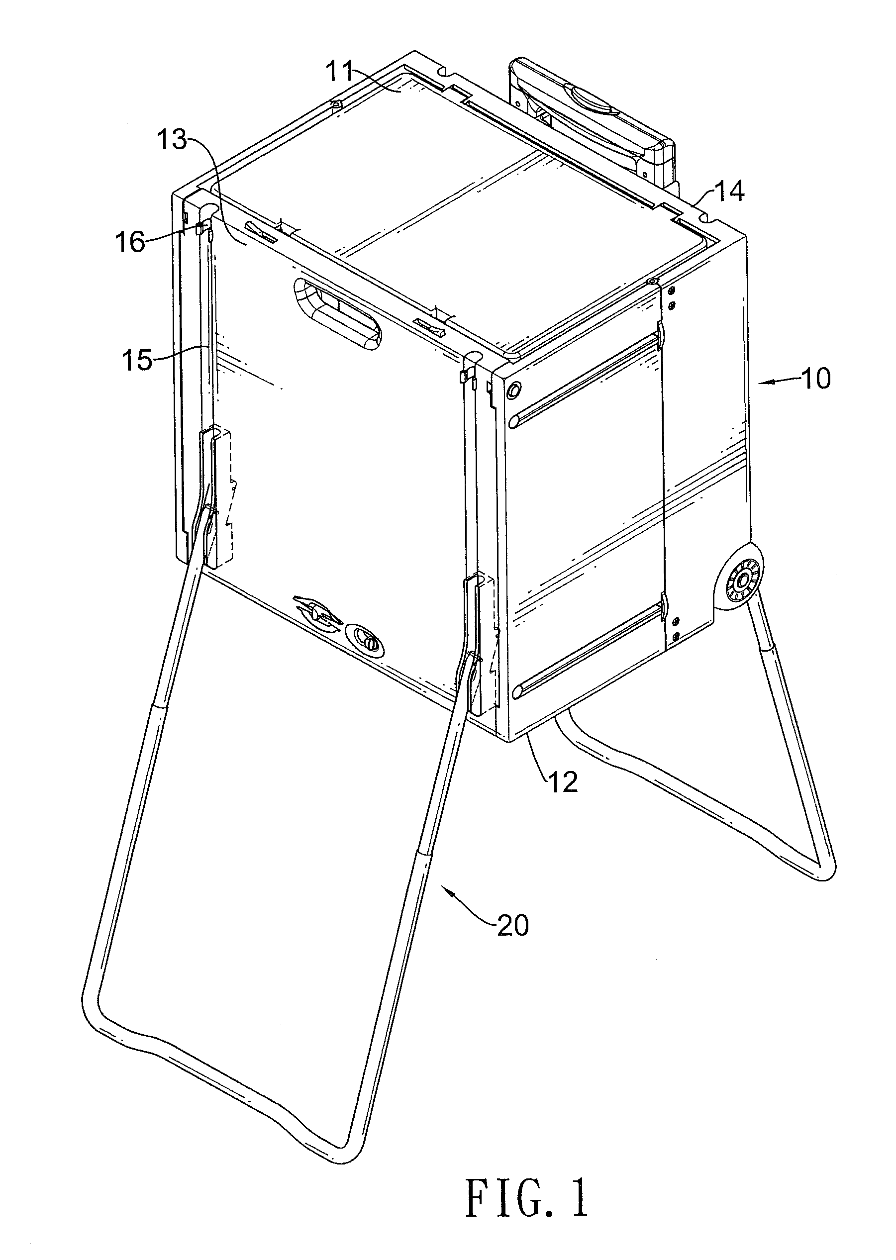 Storage container with retractable stands