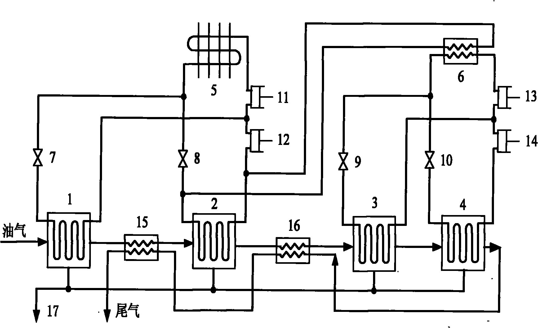 Double-stage cascade refrigeration method used for oil-gas recovery