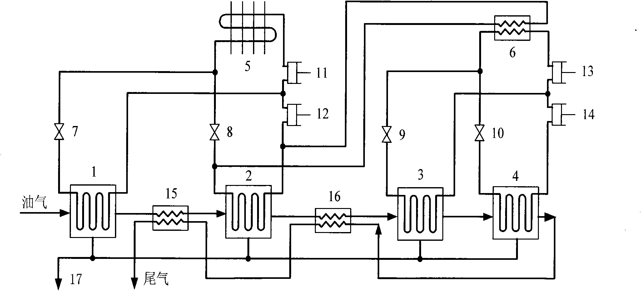 Double-stage cascade refrigeration method used for oil-gas recovery