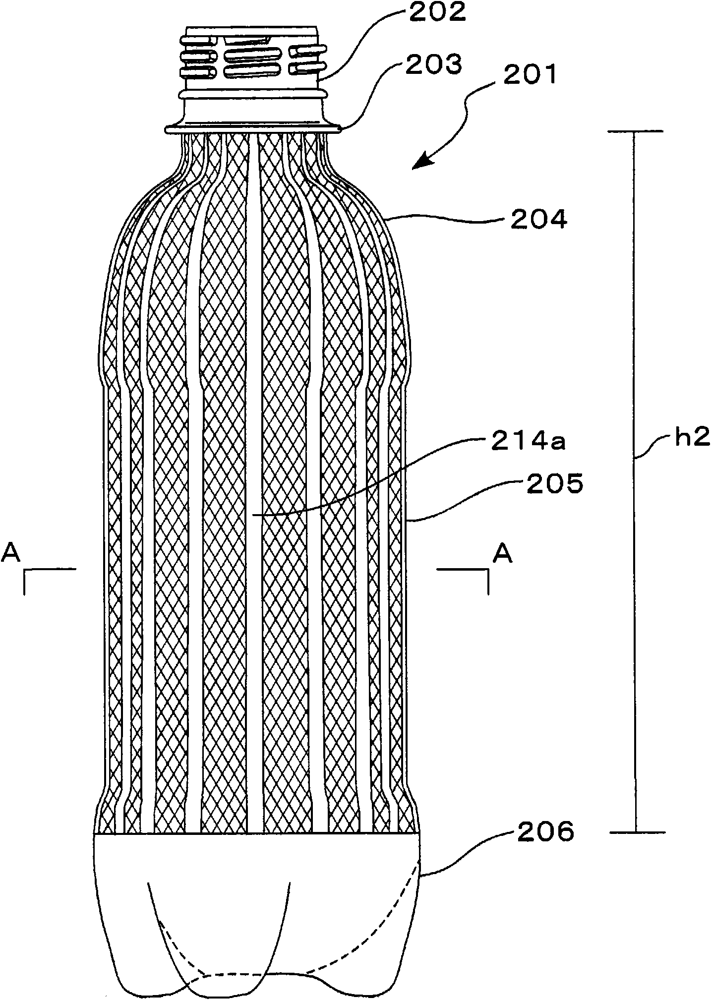 Synthetic-resin laminated bottle body, injection molding device and method for forming laminated preform