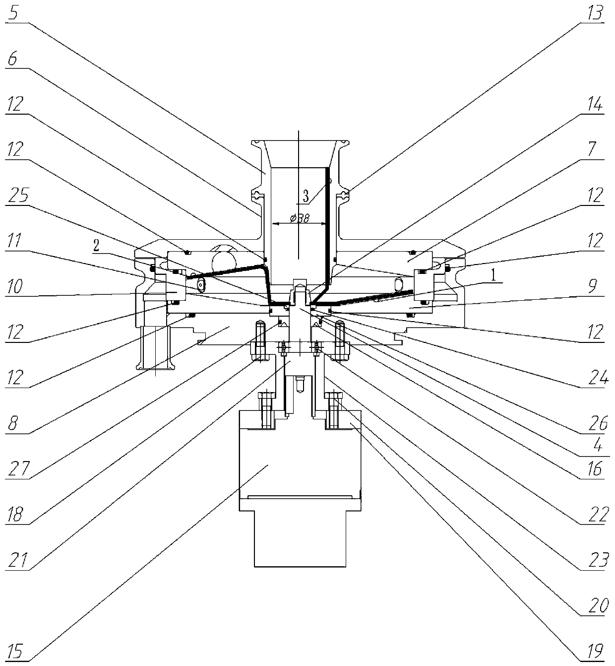 Cleaning device and method for material accumulation in disc-type crushing cavity