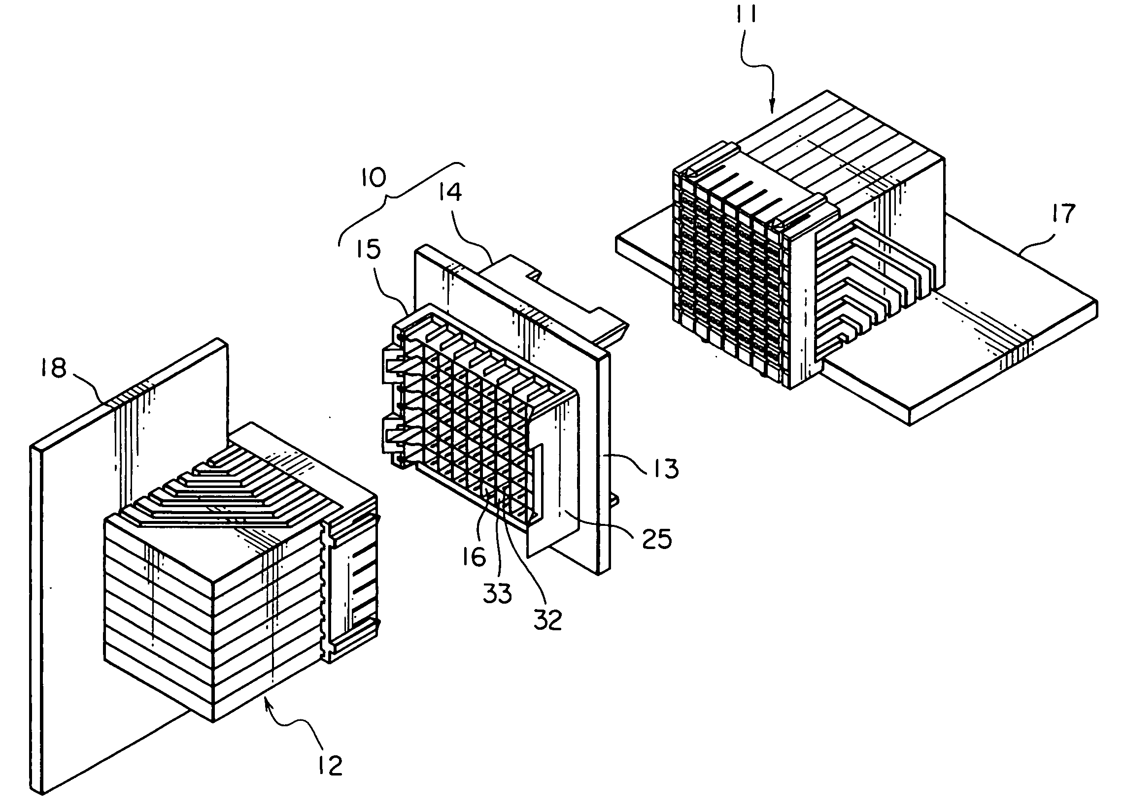 Connector to be mounted to a board and ground structure of the connector