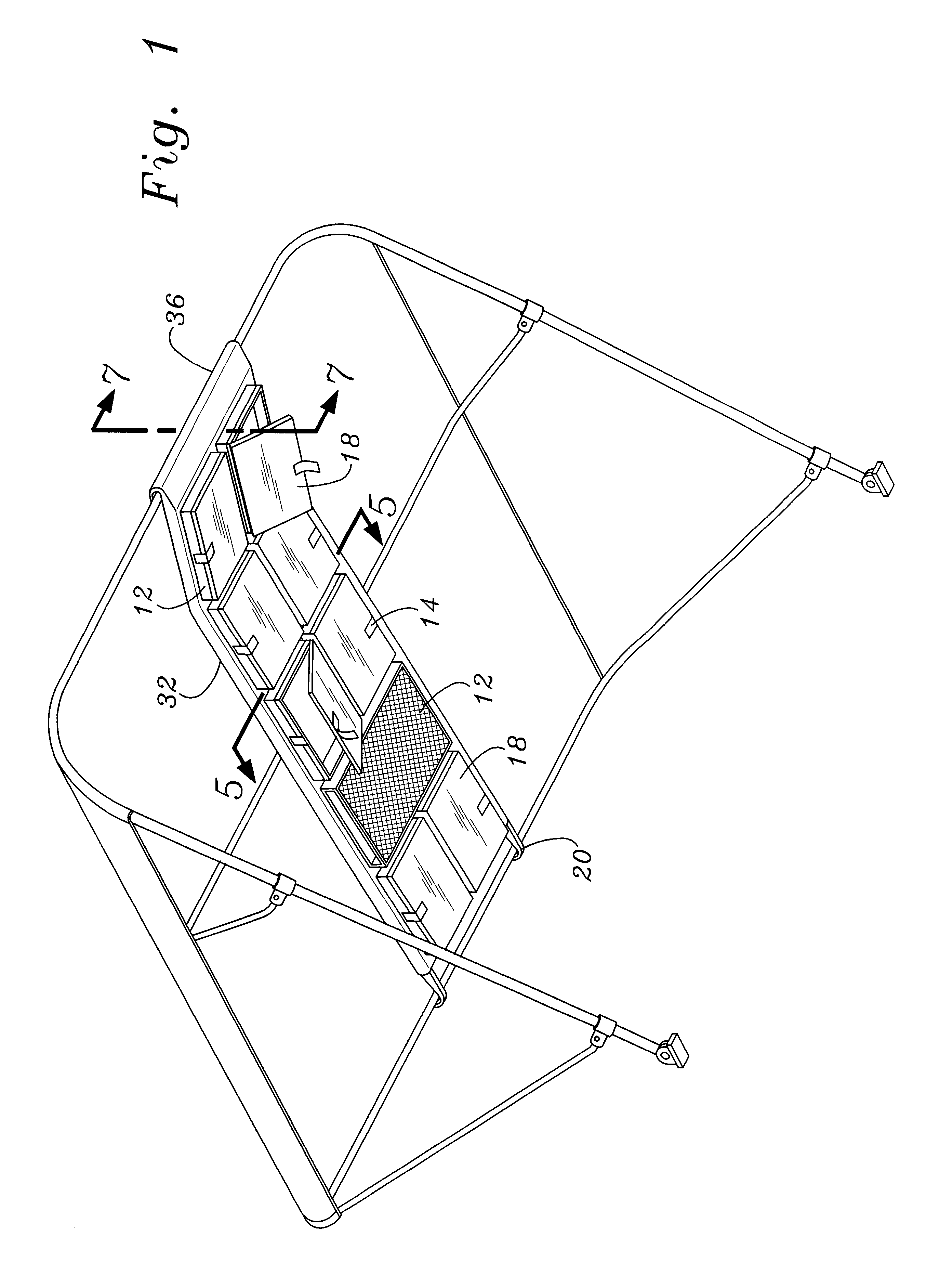 Overhead storage system for a bimini frame