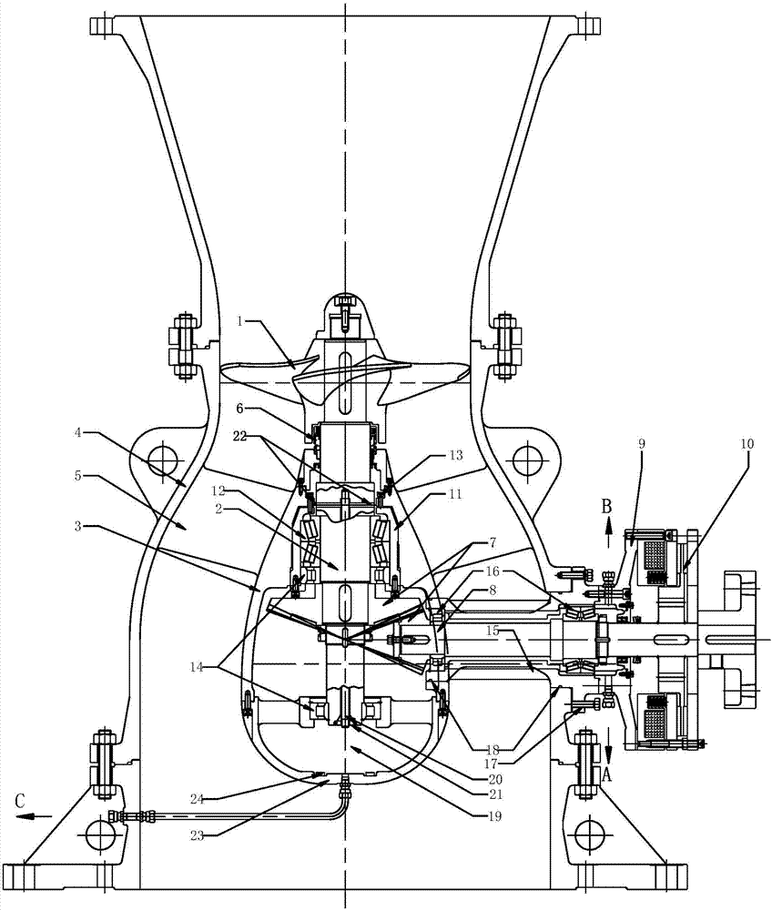 Bulb through-flow turbine