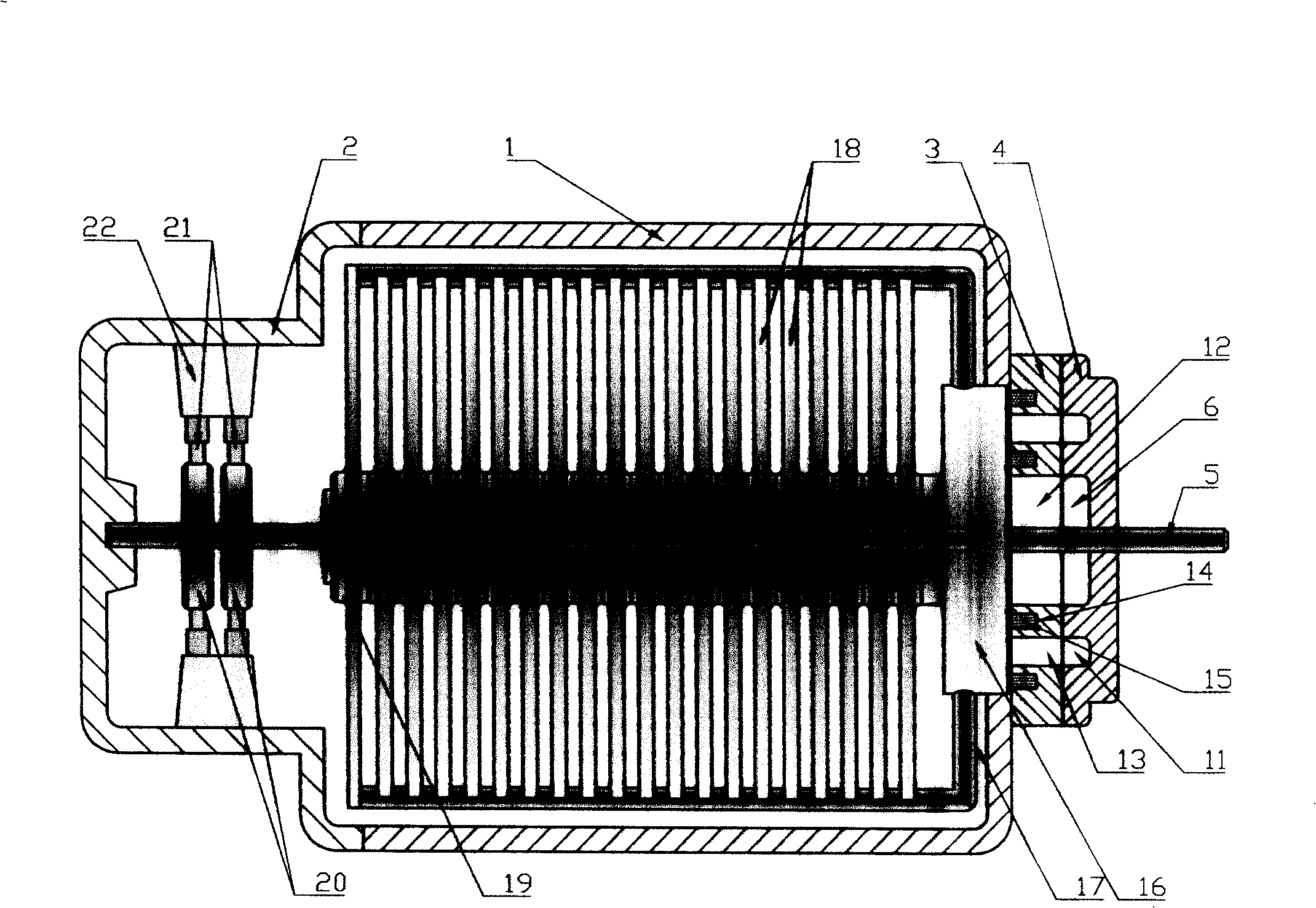 Rotary proton exchange film fuel battery