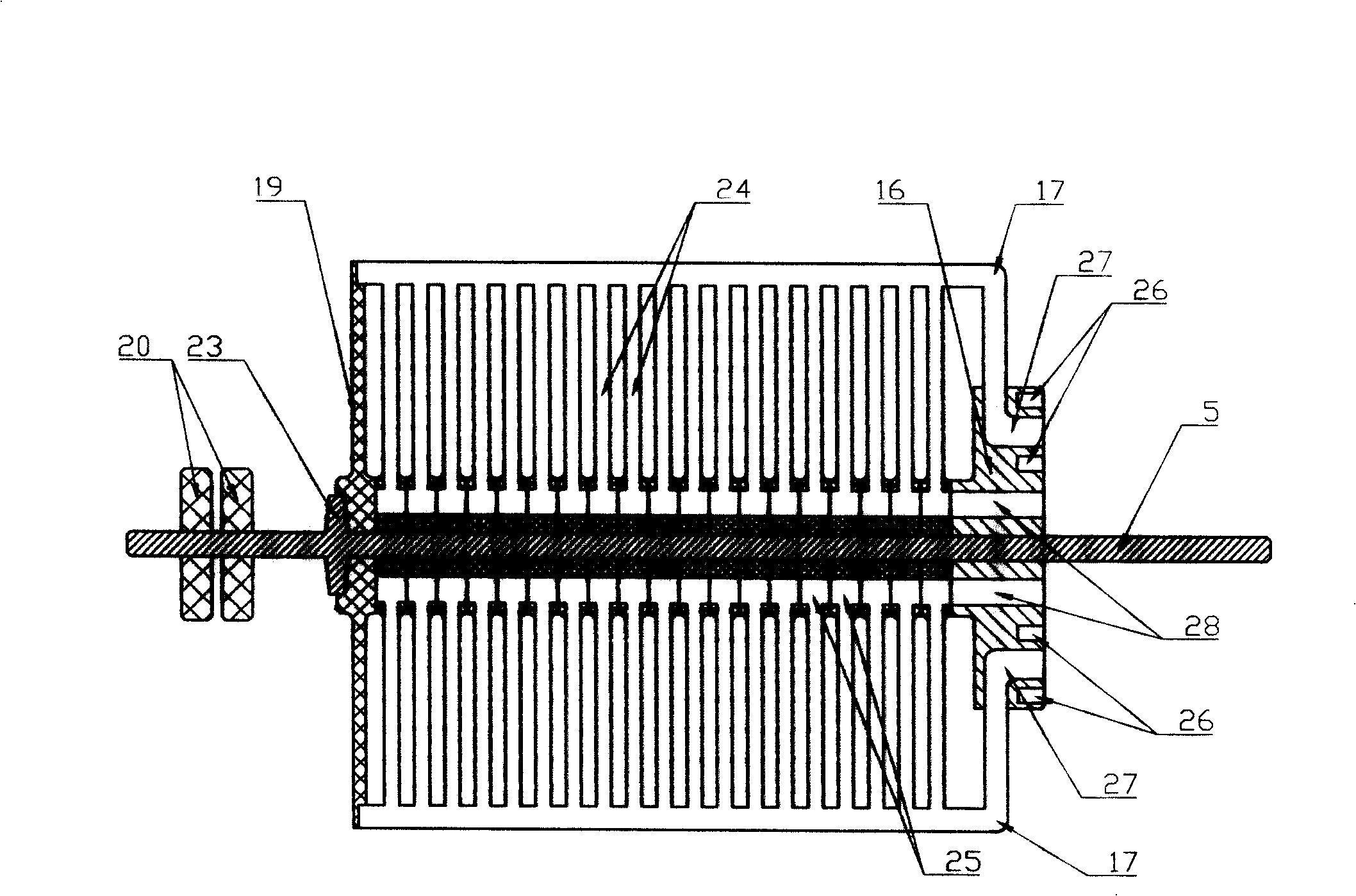 Rotary proton exchange film fuel battery