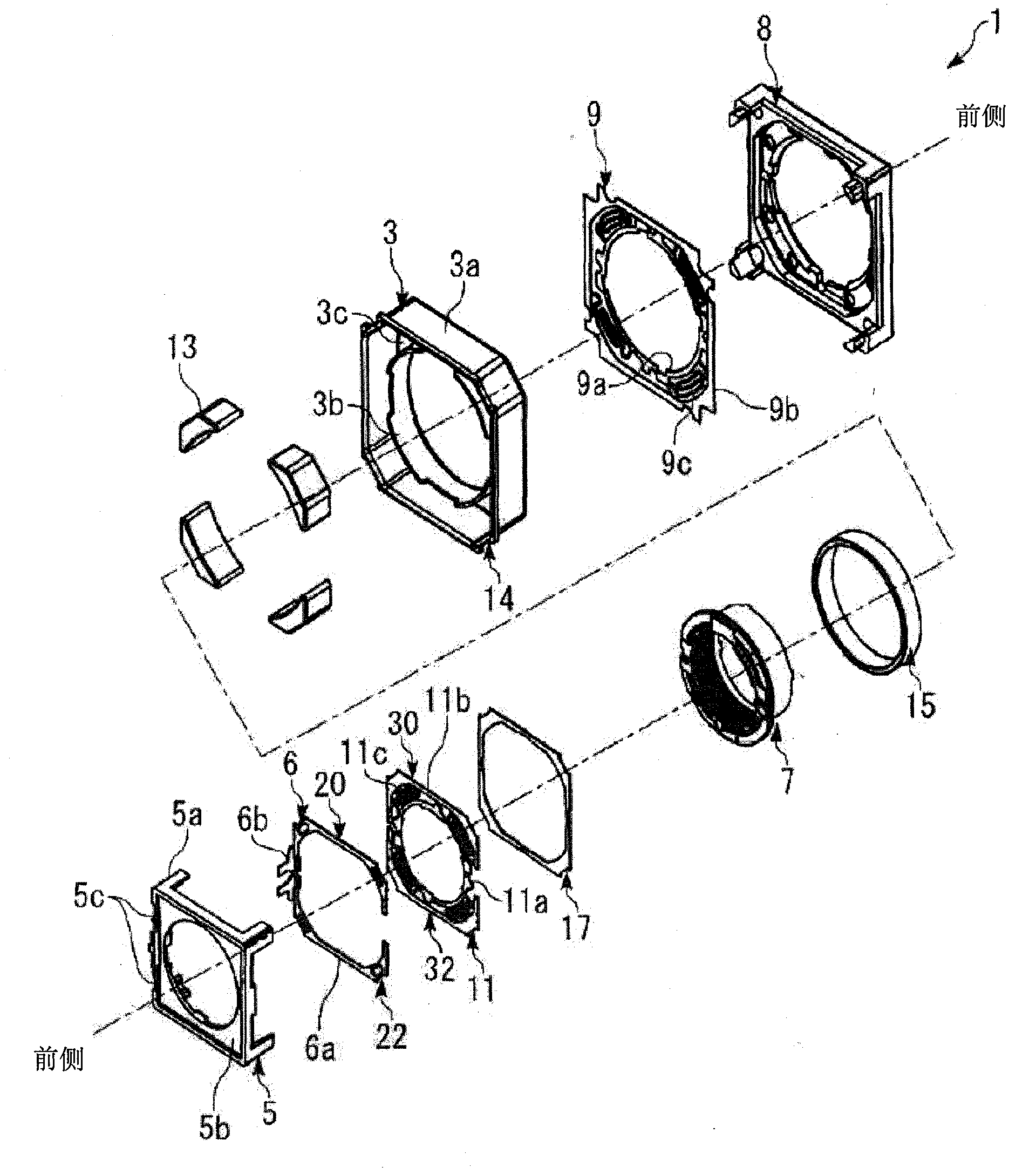 Lens driving device, camera, and camera-equipped cellular phone