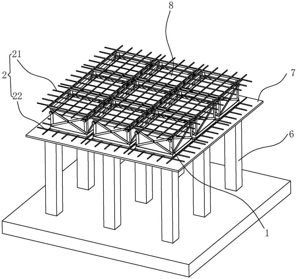 Concrete floor slab adopting hollow formwork and rapid construction method thereof