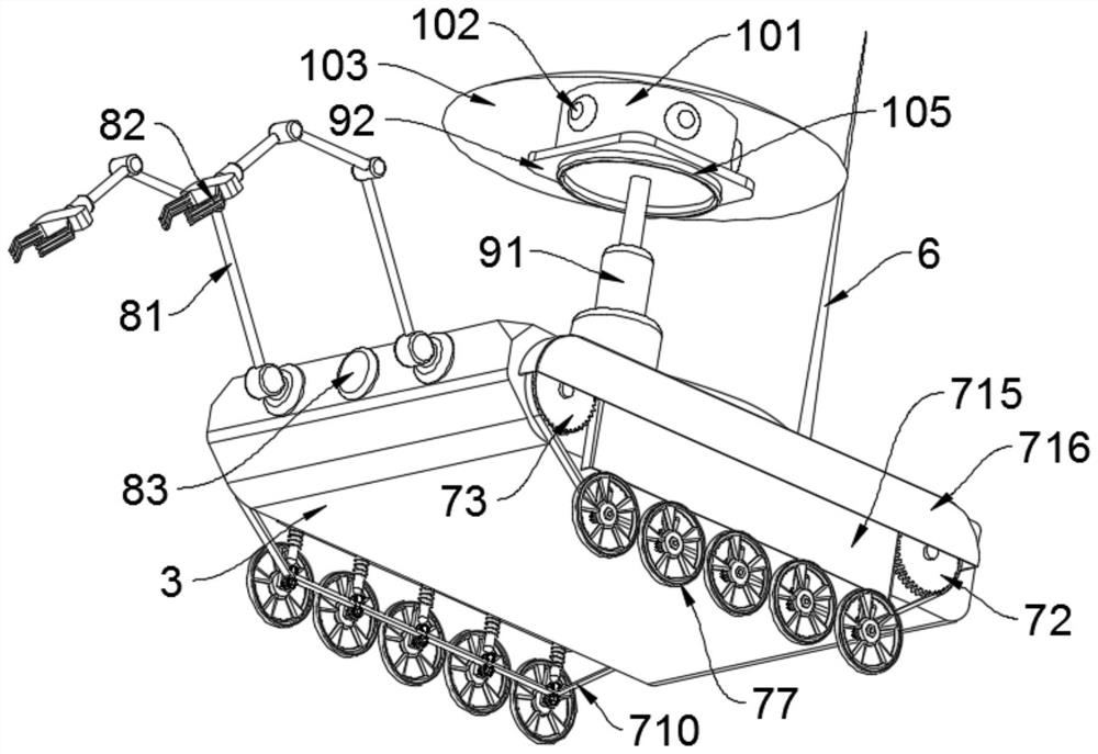 Visual searching and explosive-handling cooperative processing device