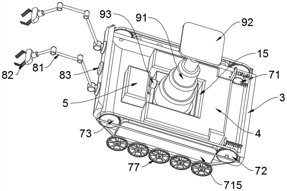 Visual searching and explosive-handling cooperative processing device