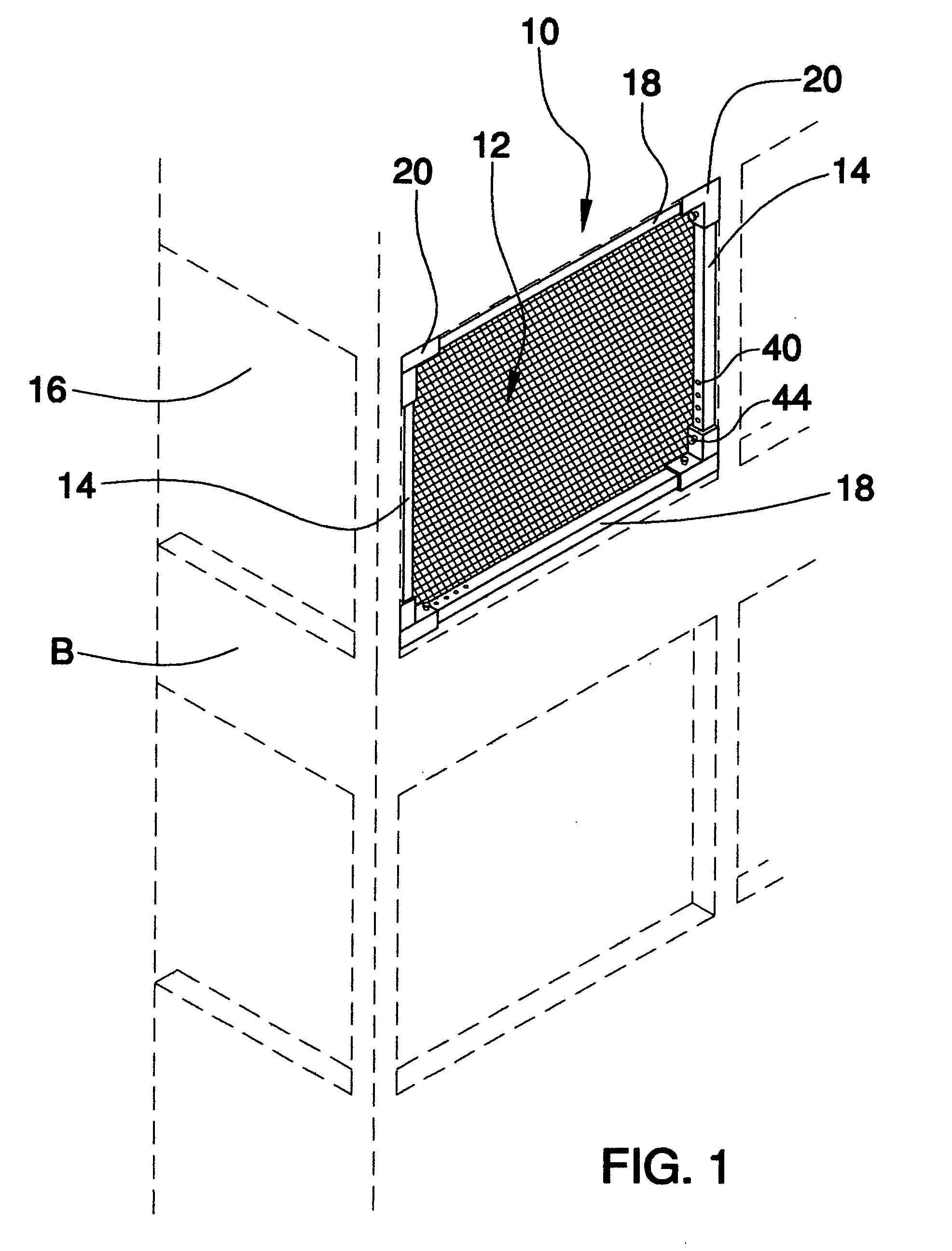 Removable and adjustable screen