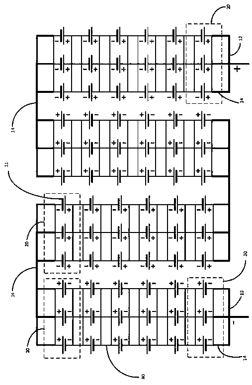 A current sharing structure of a large-capacity lithium-ion battery system