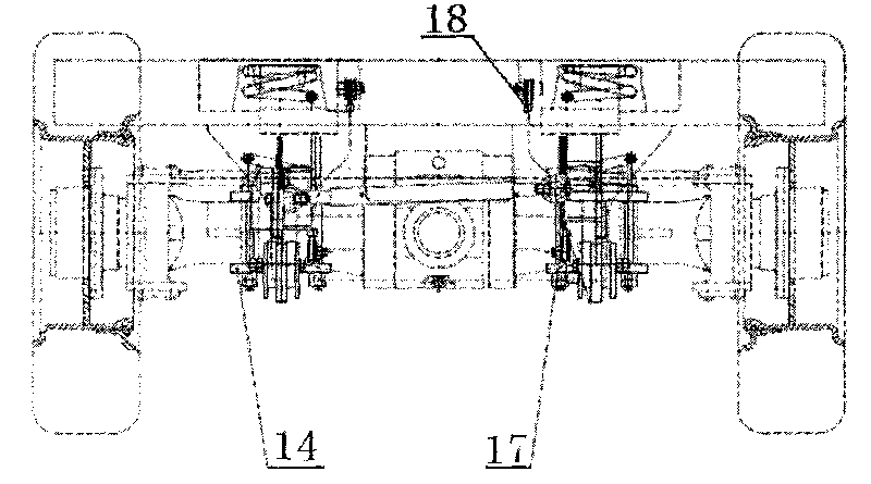 Mine anti-explosion diesel engine railless free-wheeled vehicle front axle suspension system