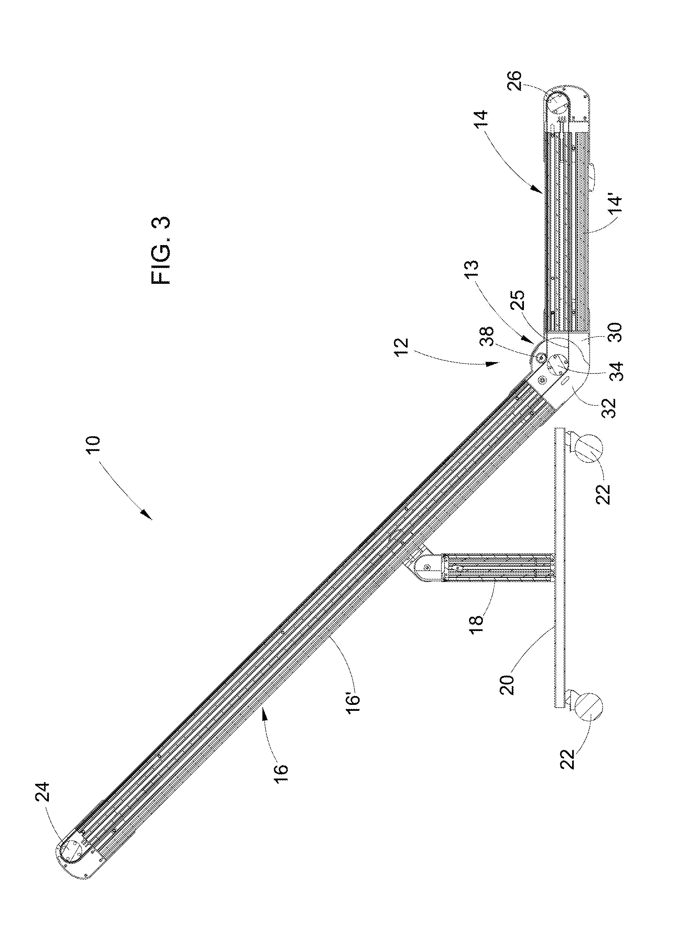 Elevator conveyor belt with adjustable slope