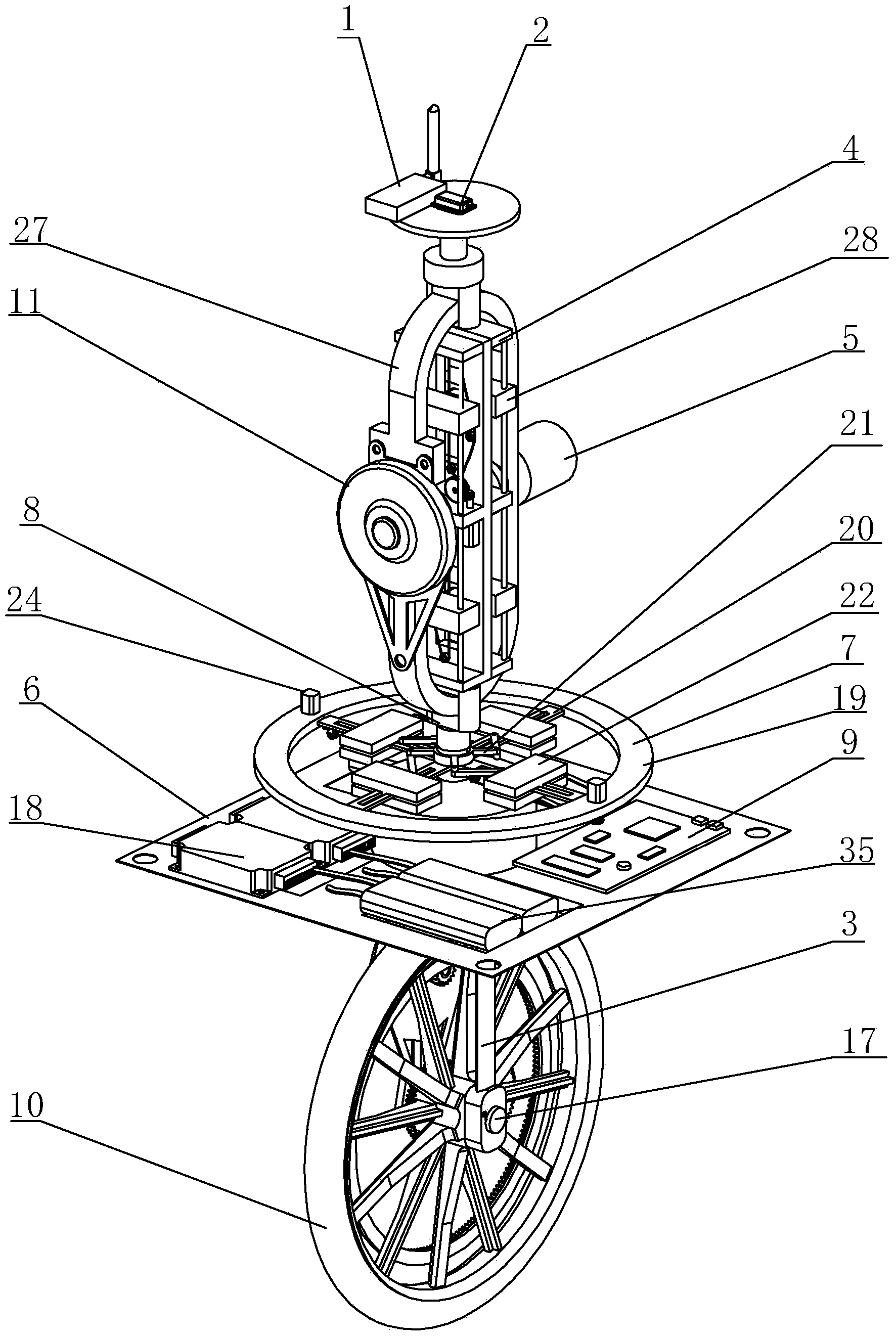 Unicycle robot with function of self-balancing realization