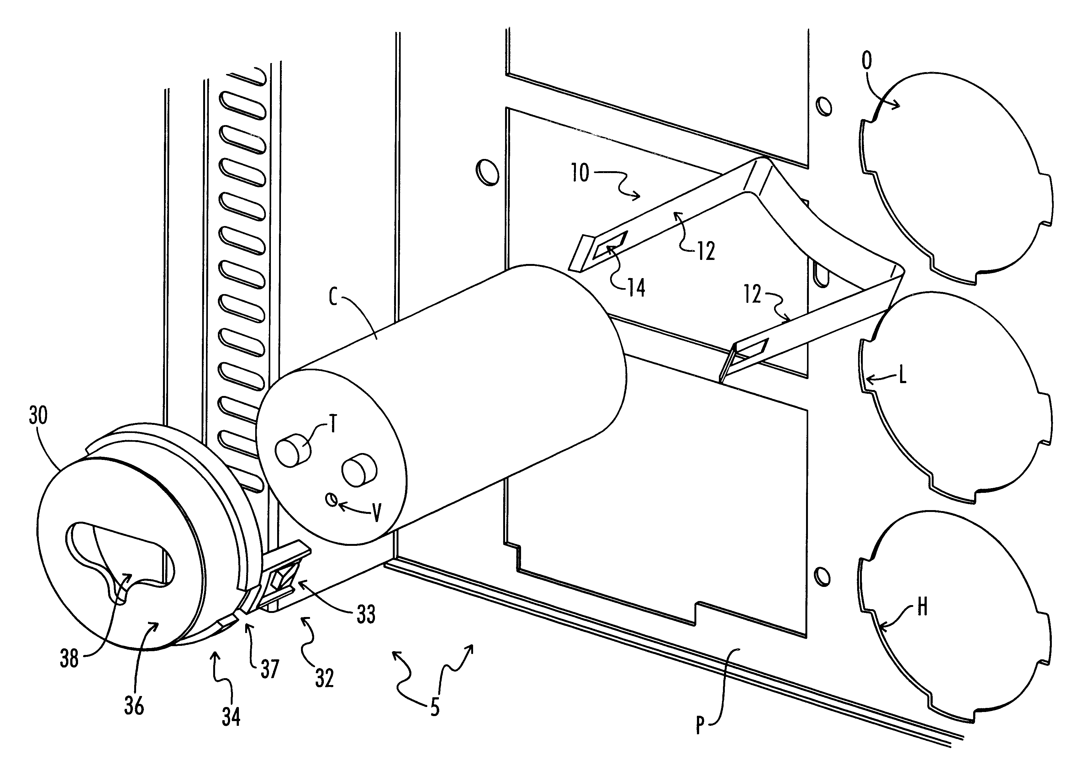 Method and apparatus for holding a capacitor without separable fasteners