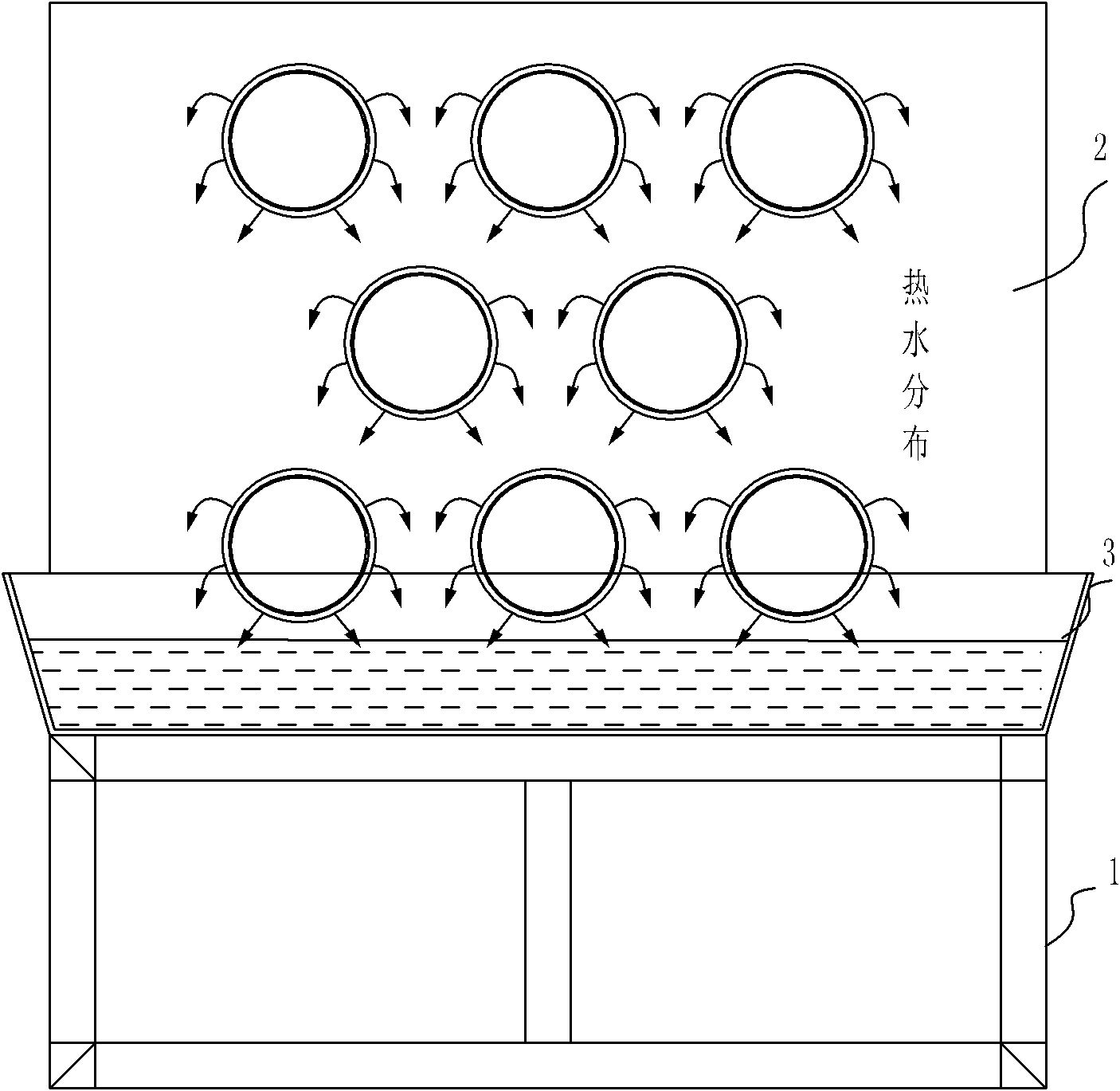 Rinsing and hot drawing device for fibre tow spinning