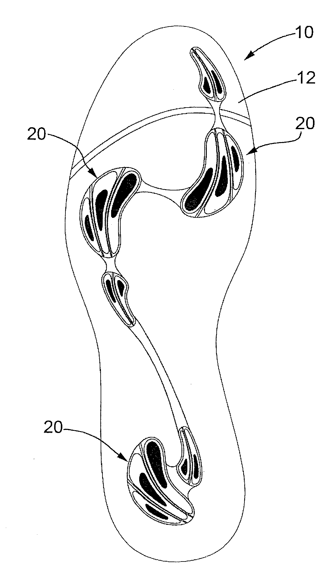 Footware with shock absorbing sole