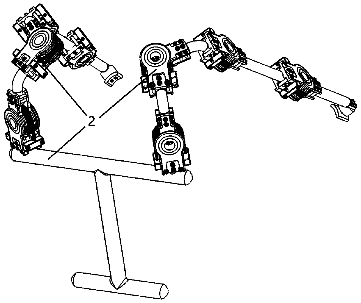 An upper limb rehabilitation arm with self-tensioning function wire rope transmission