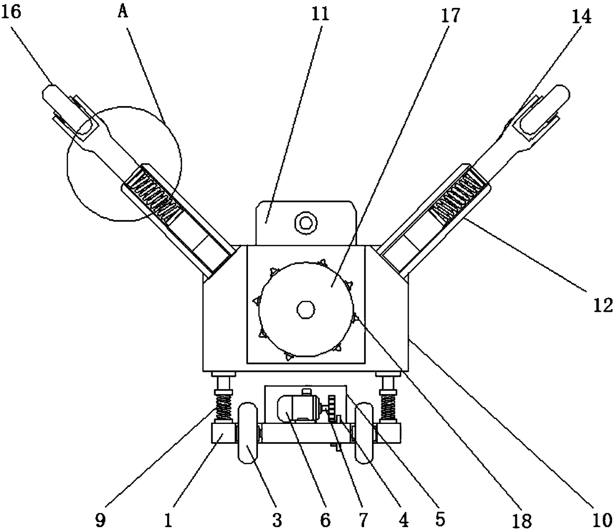 Spraying device for uniformly spraying inner wall of pipeline