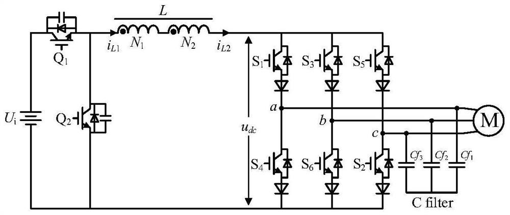 Current-type DC-AC converter for driving low-input-voltage motor and soft switching control thereof