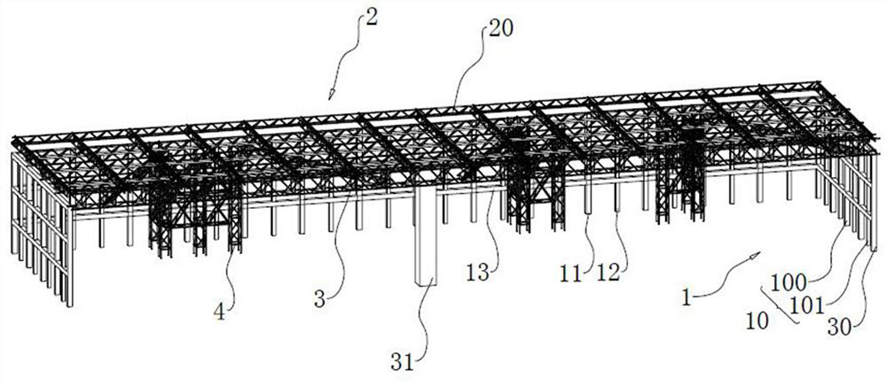 Long-span maintenance hangar truss system and its L-shaped lattice columns