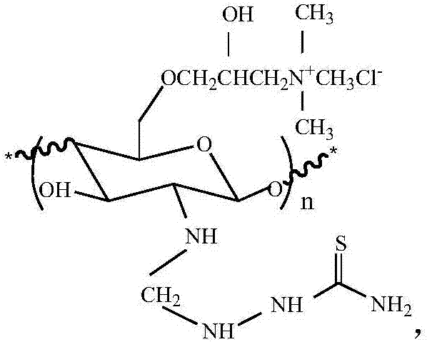 N-thiosemicarbazide-O-quaternary ammonium chitosan oligosaccharide and preparation method and application thereof