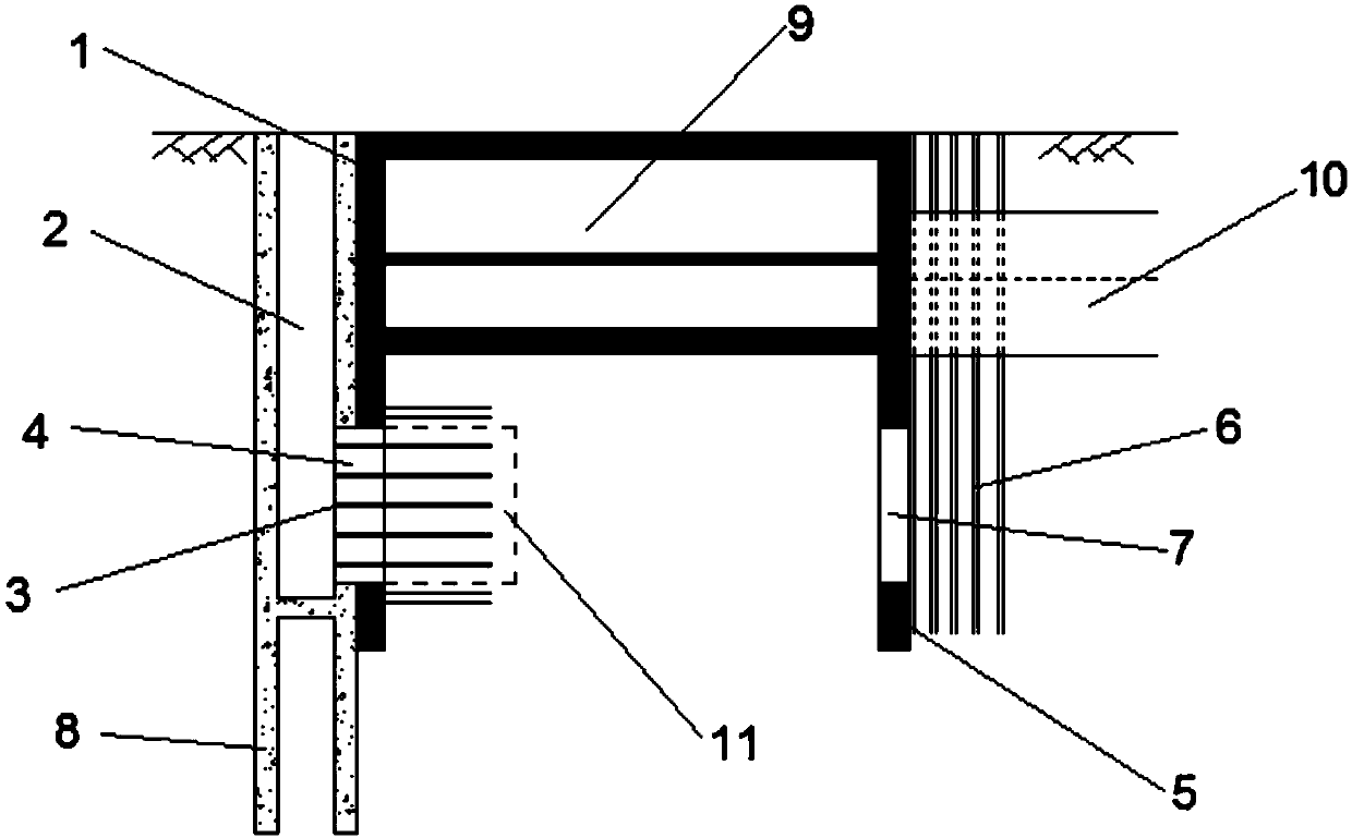 Construction method of subway tunnel penetrating through underground continuous walls of subway station